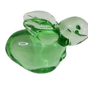 Vintage Napcoware Green Art Glass Bunny Rabbit Paperweight